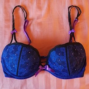 VS Dark Blue and Purple Lace Push-up Bra